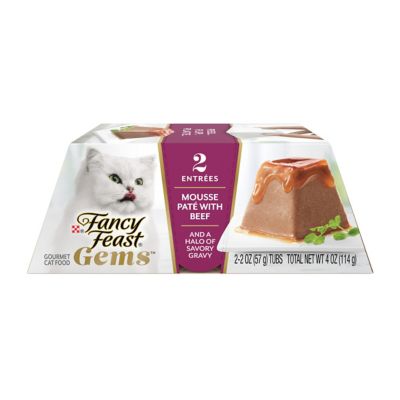 Fancy Feast Purina Gems All Life Stages Mousse Pate with Beef and Halo of Savory Gravy Wet Cat Food, 2.47 oz., Pack of 2