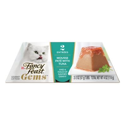 Fancy Feast Purina Gems All Life Stages Mousse Pate with Tuna and Halo of Savory Gravy Wet Cat Food, 2.47 oz., Pack of 2