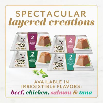 Image showing 7 th Purina Fancy Feast Gems All Life Stages Mousse Pate with Tuna and Halo of Savory Gravy Wet Cat Food, 2.47 oz., Pack of 2