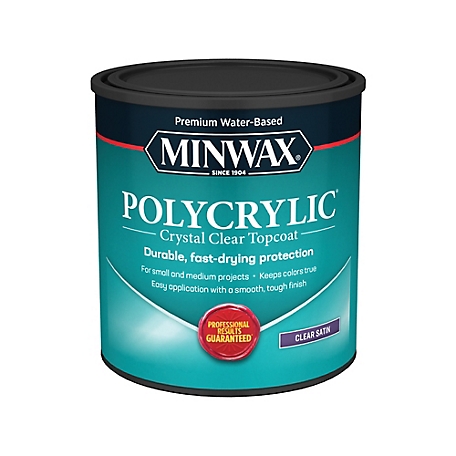Minwax Polycrylic Protective Finish, Satin, Clear, 1 Quart