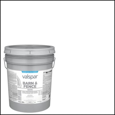 Valspar Barn & Fence Latex Exterior Paint, Flat, White, 5 Gallon