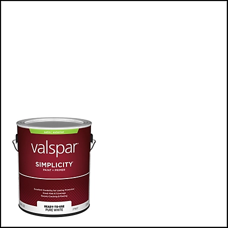 Valspar Simplicity Exterior Paint & Primer, Satin, Pure White, 1 gal.