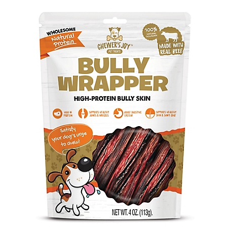 Chewer's Joy Bully Wrapper Bully Skin Sticks Dog Treats