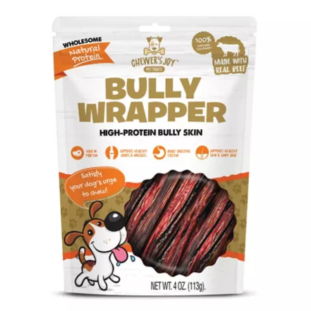 Chewer's Joy Bully Wrapper Bully Skin Sticks Dog Treats Dog Soft & Chewy Treats