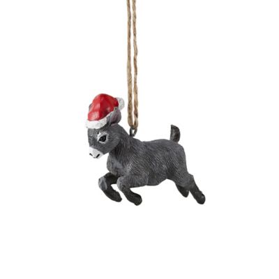 Red ShedResin Baby Goat Christmas Ornament