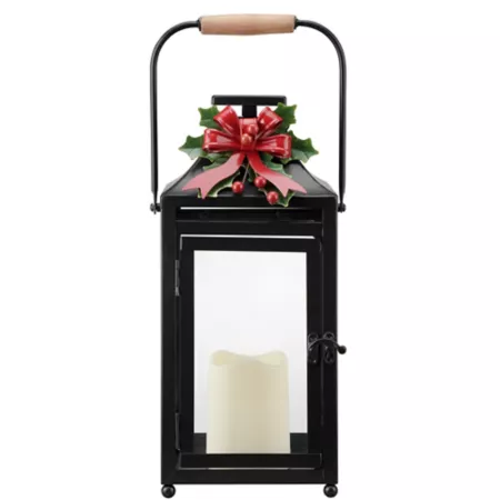 Black Christmas Lantern with Red Shed LED Candle Christmas Kitchen & Tabletop Decor