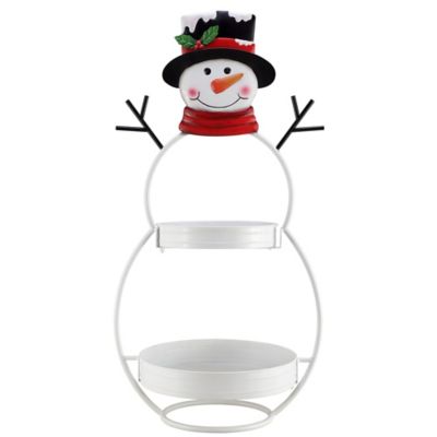 Red Shed Metal Snowman 2-Tiered Display Stand