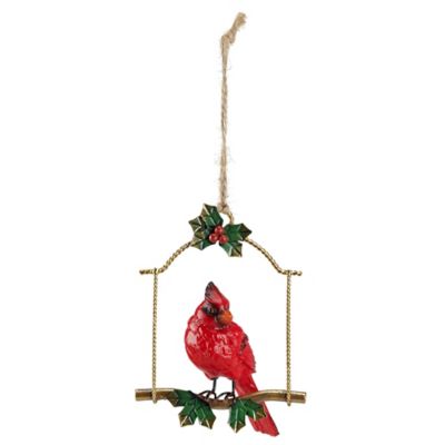 Red Shed Cardinal On Swing Christmas Ornament