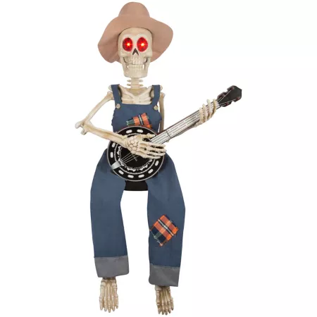 Red Shed 22.44 in Skeleton in Overalls with Banjo Halloween Animatronic Halloween Animatronics