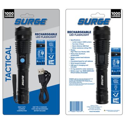 Surge 1,000-Lumen Rechargeable Tactical LED Flashlight, HHL4065AS