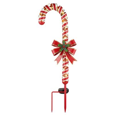 Red Shed 27 in. Solar Candy Cane Pathway Stake