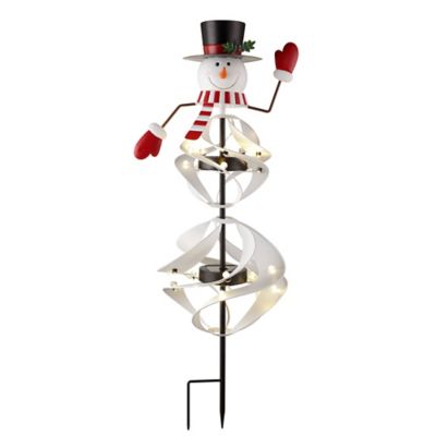 Red Shed 36 in. Solar Snowman Windspinner Garden Stake