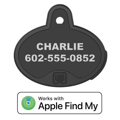 YIP Smart Tag Tracker, Oval, Black, Works With Apple Find My