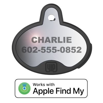 YIP Smart Tag Tracker, Oval, Chrome, Works With Apple Find My