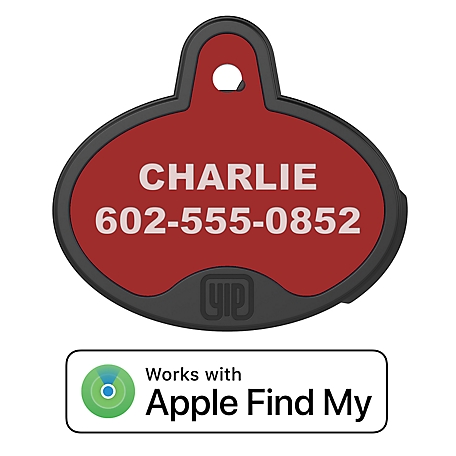 YIP Smart Tag Tracker, Oval, Red, Works With Apple Find My