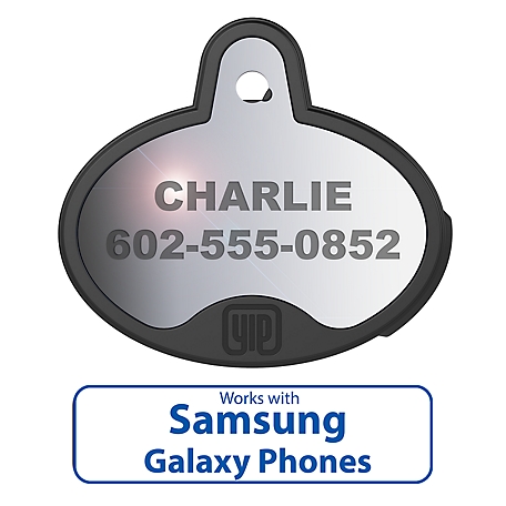 YIP Smart Tag Pet Tag And Tracker, Oval, Chrome, Works With Samsung Galaxy Phones