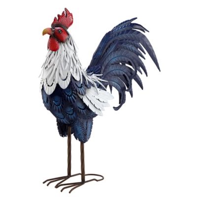 Red Shed Dark Navy Metal Rooster, 24 in.
