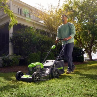 Image showing  21 in. 40V Brushless Cordless Battery Walk-Behind Push Lawn Mower, 5.0 Ah USB Battery & Charger