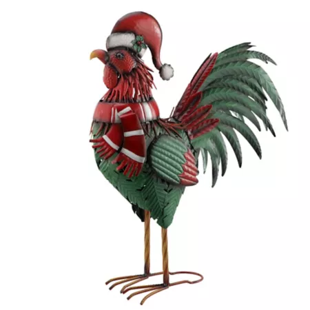 Red Shed 2ft Metal Christmas Rooster Christmas Statues