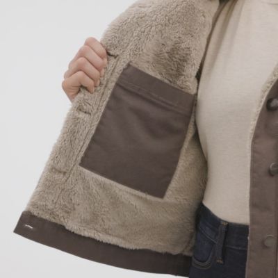 Image showing  Women's Rugged Flex Loose Fit Canvas Sherpa-Lined Jacket, 106463-BRN
