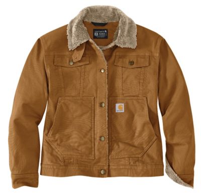 Carhartt Women's Rugged Flex Loose Fit Canvas Sherpa-Lined Jacket, 106463-BRN