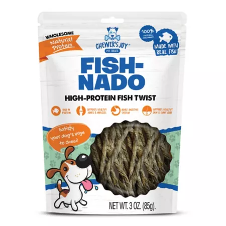 Chewer's Joy Fish Nado Fish Skin Twist Dog Treats Dog Soft & Chewy Treats