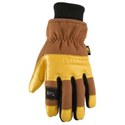 Image showing  Men's Impact Protection Winter Gloves, Leather Hybrid Cold Weather Gloves With Knit Wrist