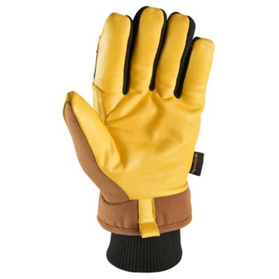 Image showing  Men's Impact Protection Winter Gloves, Leather Hybrid Cold Weather Gloves With Knit Wrist