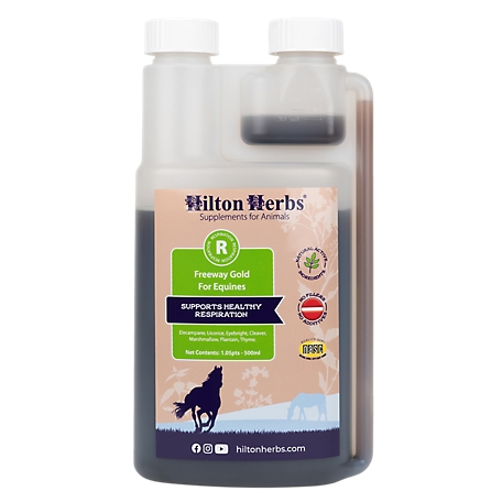 Hilton Herbs Freeway Gold Coughs, Heaves & Respiration Liquid Horse Supplement, 1.05pnt