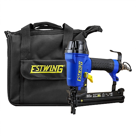 Estwing Pneumatic 18-Gauge 7/8" Fencing Stapler with Adjustable Metal Belt Hook, 1/4" NPT Industrial Swivel Fitting, and Bag