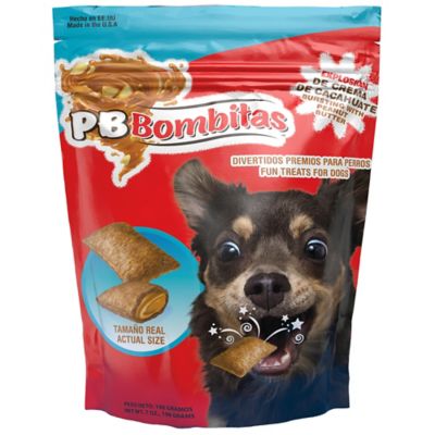 Fun Pet Group Bombitas Peanut Butter Flavor Dog Treats, For Small/Medium Dogs, 7 oz.