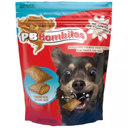 Fun Pet Group Bombitas Peanut Butter Flavored Dog Treats for Small and Medium Dogs 7 oz. Dog Soft & Chewy Treats