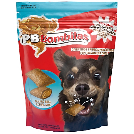 Fun Pet Group Bombitas Peanut Butter Flavor Dog Treats, For Small/Medium Dogs, 7 oz.