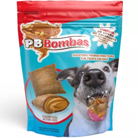 Fun Pet Group Bombas Peanut Butter Flavored Dog Treats for Large Dogs 7 oz. Dog Soft & Chewy Treats