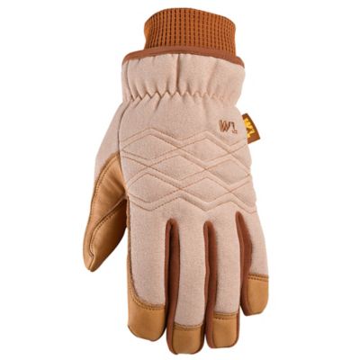 Image showing  Women's Warm Winter Gloves, HydraHyde Hybrid Leather Gloves with Knit Wrist