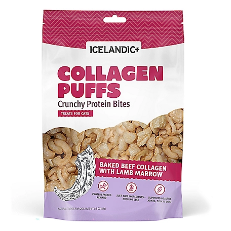 Icelandic+ Baked Beef Collagen Puffs with Lamb Marrow Cat Treats, 0.5 oz. Bag