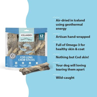 Image showing  Cod Skin Long Chew Sticks Dog Treats, 10 in., 12- Pack