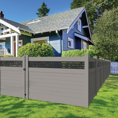 Image showing  Horizontal Fence Boardwalk 5 in. x 5 in. x 108 in. Vinyl Corner Post, Gray