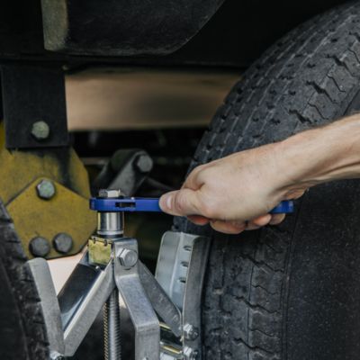 Image showing 7 th Camco Wheel Stop with Wrench and Lock, 10 in.