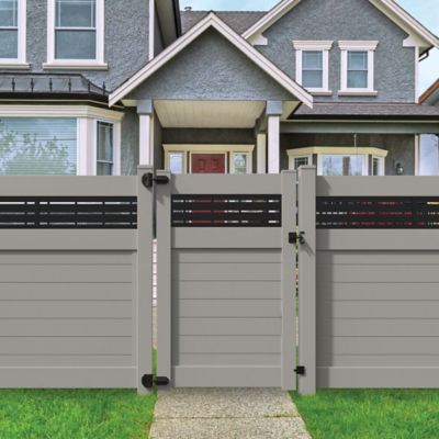 Image showing  Horizontal Fence Boardwalk 5 in. x 5 in. x 108 in. Vinyl End Post, Gray