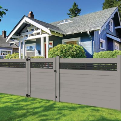 Image showing  Horizontal Fence Boardwalk 5 in. x 5 in. x 108 in. Vinyl End Post, Gray