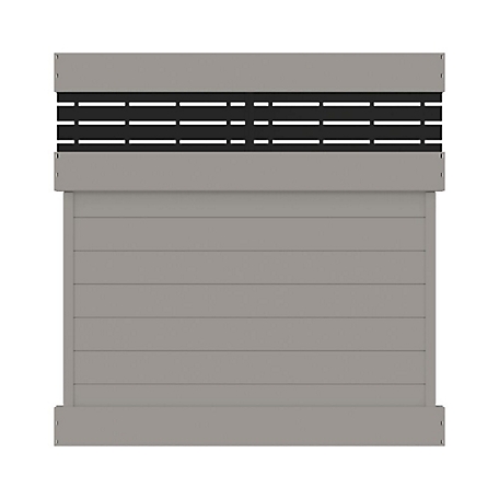 Barrette Outdoor Living 6 ft. x 6 ft. Gray Vinyl Privacy Panel Kit Horizontal Fence with Boardwalk DSP Top
