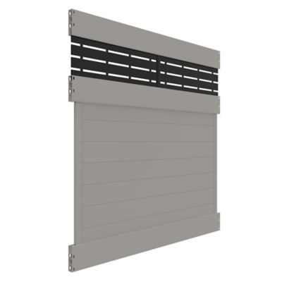 Image showing  6 ft. x 6 ft. Gray Vinyl Privacy Panel Kit Horizontal Fence with Boardwalk DSP Top