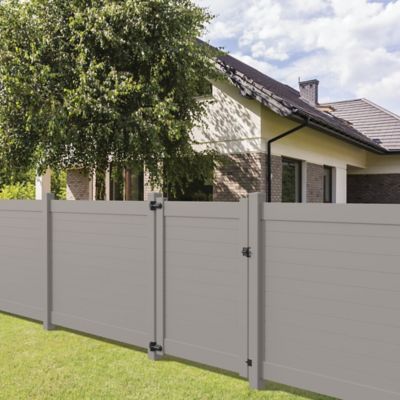 Image showing  Horizontal Fence 5 in. x 5 in. x 108 in. Vinyl Gray End Post