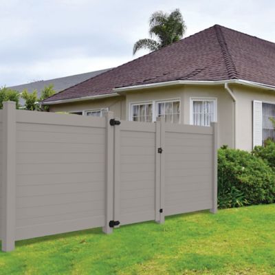 Image showing  46 in. x 6 ft. Horizontal Fence Vinyl Privacy Gate, Gray