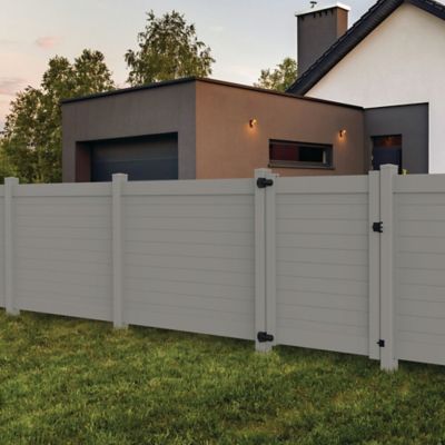 Image showing  58 in. x 6 ft. Horizontal Fence Vinyl Privacy Gate, Gray