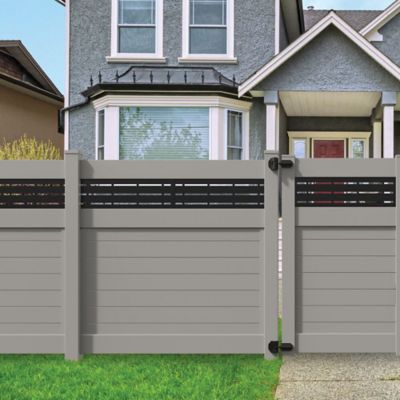 Image showing  Horizontal Fence Boardwalk 5 in. x 5 in. x 108 in. Vinyl Line Post, Gray