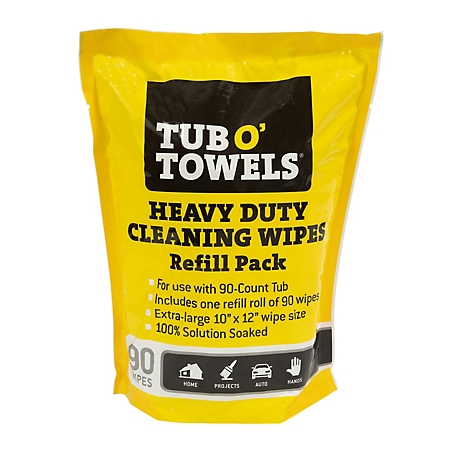 Tub O' Towels Heavy Duty Cleaning Wipes Refill pk., 90 ct.