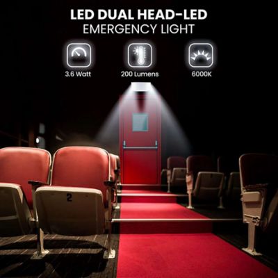 Image showing  H3 LED Dual Head-LED Emergency Light 3.6W 200 Lumens 6000K White 3.6V Ni-MH Battery Double Side Pack of 2