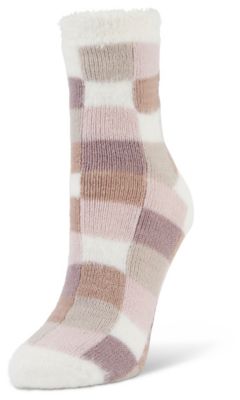 Little Hotties Fireside Crew Socks Mink Checkered, 1 Pair, 14715